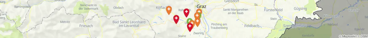Kartenansicht für Apotheken-Notdienste in der Nähe von Söding-Sankt Johann (Voitsberg, Steiermark)